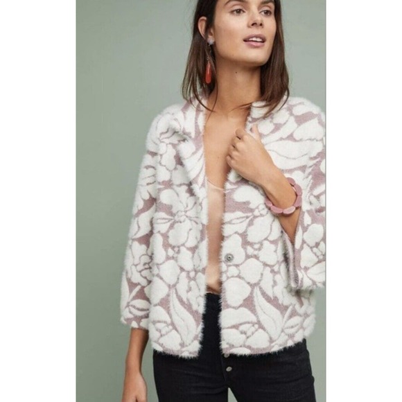 Meadow Rue Anthropology Floral Eyelash Cardigan Jacket Size Small MSRP $168 - Picture 2 of 10